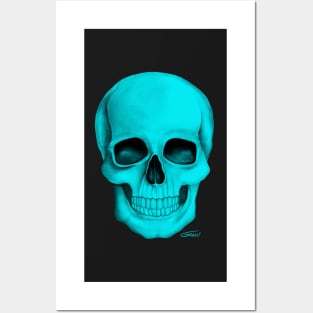 Turquoise Skull (On Dark Background) Posters and Art